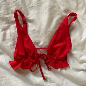 Kasakai Red Bikini Top - XS Tie Front Adjust